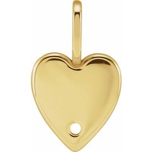 10K Yellow Gold 1.7 mm Round Engravable Heart Charm/Pendant Mounting