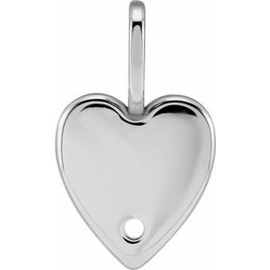 14K X1 White Gold 1.7 mm Round Engravable Heart Charm/Pendant Mounting