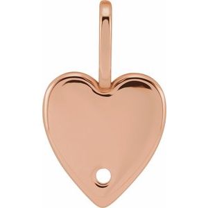 18K Rose Gold 1.7 mm Round Engravable Heart Charm/Pendant Mounting