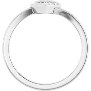 14K X1 White Gold 2-Stone Family Engravable Heart Ring Mounting