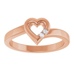 10K Rose Gold 2-Stone Family Engravable Heart Ring Mounting