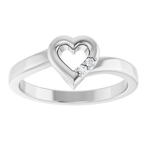 Continuum Sterling Silver 2-Stone Family Engravable Heart Ring Mounting