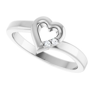 10K X1 White Gold 2-Stone Family Engravable Heart Ring Mounting