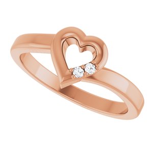 18K Rose Gold 2-Stone Family Engravable Heart Ring Mounting