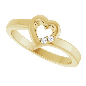 18K Yellow Gold 2-Stone Family Engravable Heart Ring Mounting