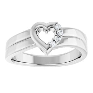 18K Palladium White Gold 4-Stone Family Engravable Heart Ring Mounting