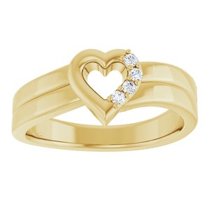 18K Yellow Gold 4-Stone Family Engravable Heart Ring Mounting