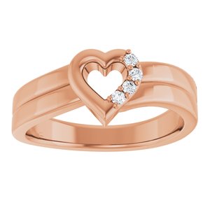 18K Rose Gold 4-Stone Family Engravable Heart Ring Mounting