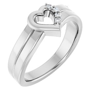 Continuum Sterling Silver 4-Stone Family Engravable Heart Ring Mounting