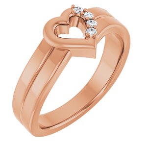 18K Rose Gold 4-Stone Family Engravable Heart Ring Mounting