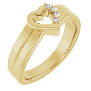 18K Yellow Gold 4-Stone Family Engravable Heart Ring Mounting