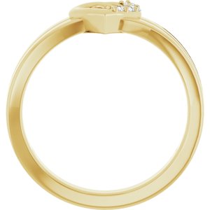 18K Yellow Gold 4-Stone Family Engravable Heart Ring Mounting