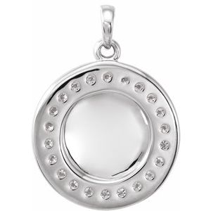 14K White Gold 1/5 CTW Natural Diamond Engravable 16-18" Necklace