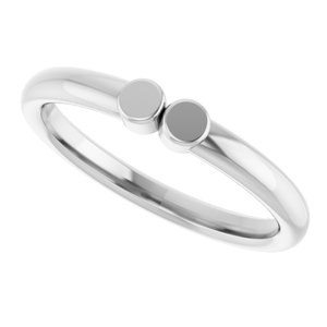 18K Palladium White Gold 2-Circle Engravable Family Ring