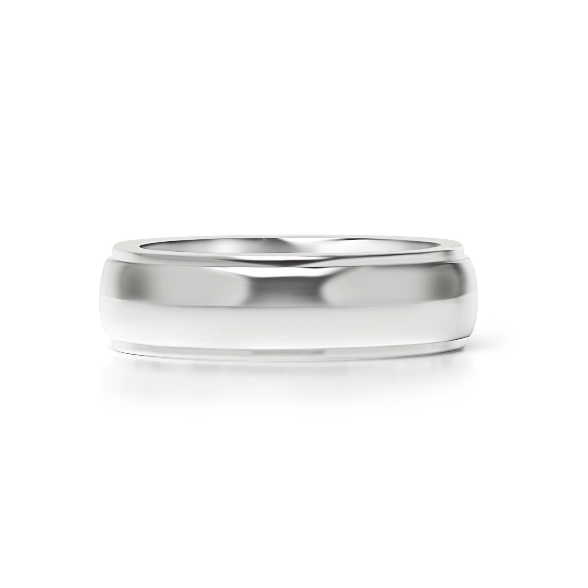 Stainless Steel Highly Polished Rounded Center with Edge Blank Ring / CFR2001