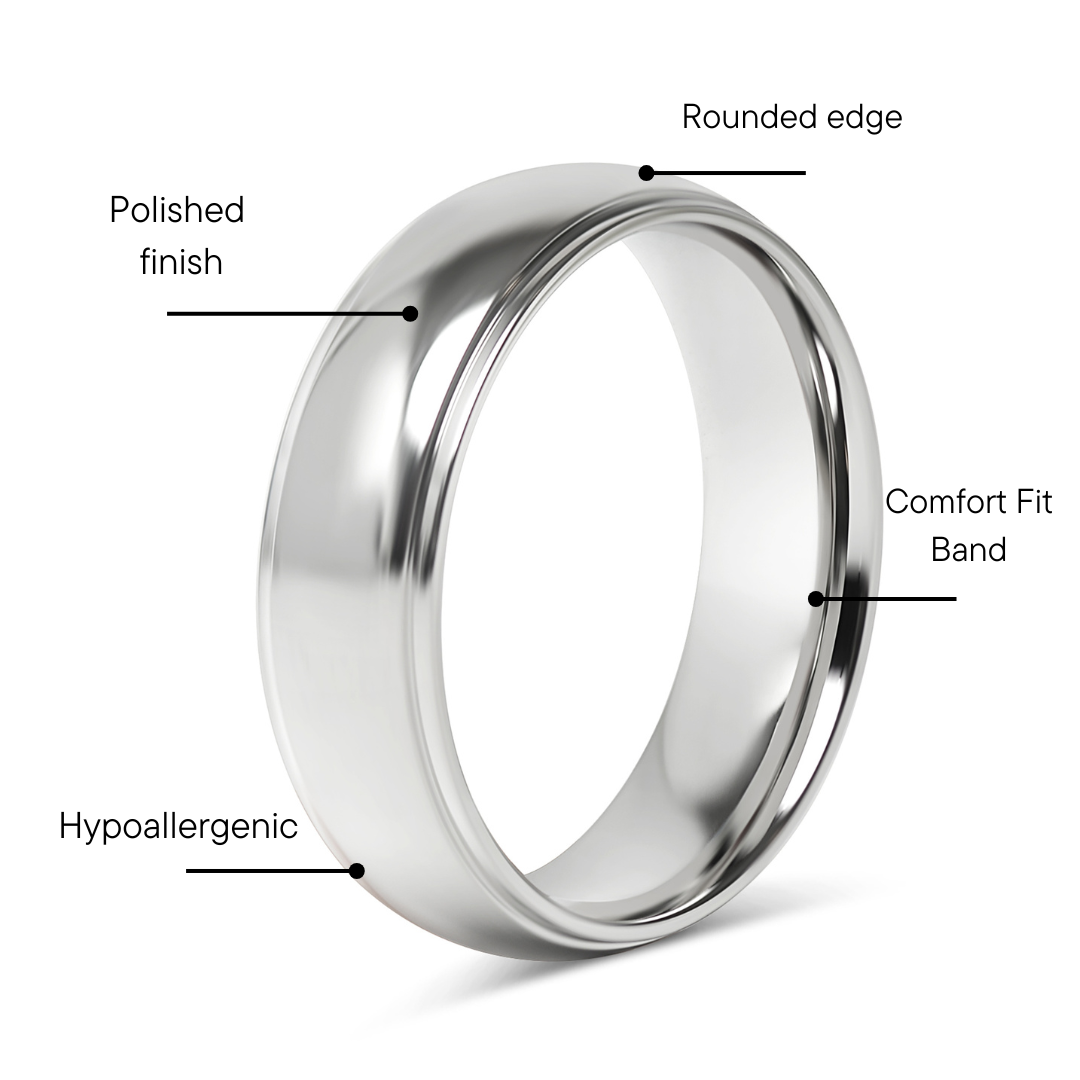 Stainless Steel Highly Polished Rounded Center with Edge Blank Ring / CFR2001