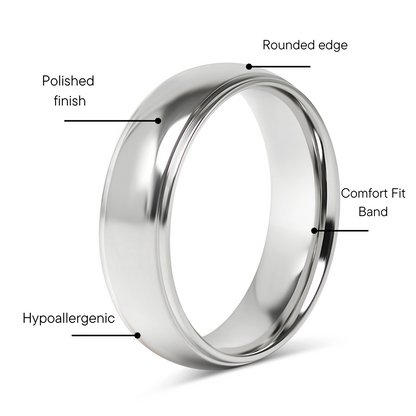 Stainless Steel Highly Polished Rounded Center with Edge Blank Ring / CFR2001