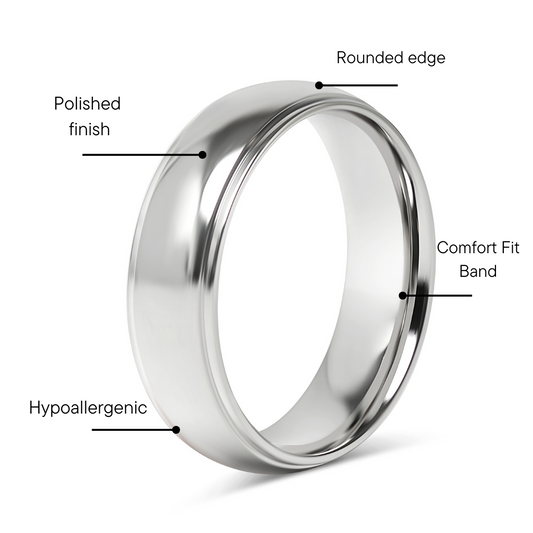 Stainless Steel Highly Polished Rounded Center with Edge Blank Ring / CFR2001