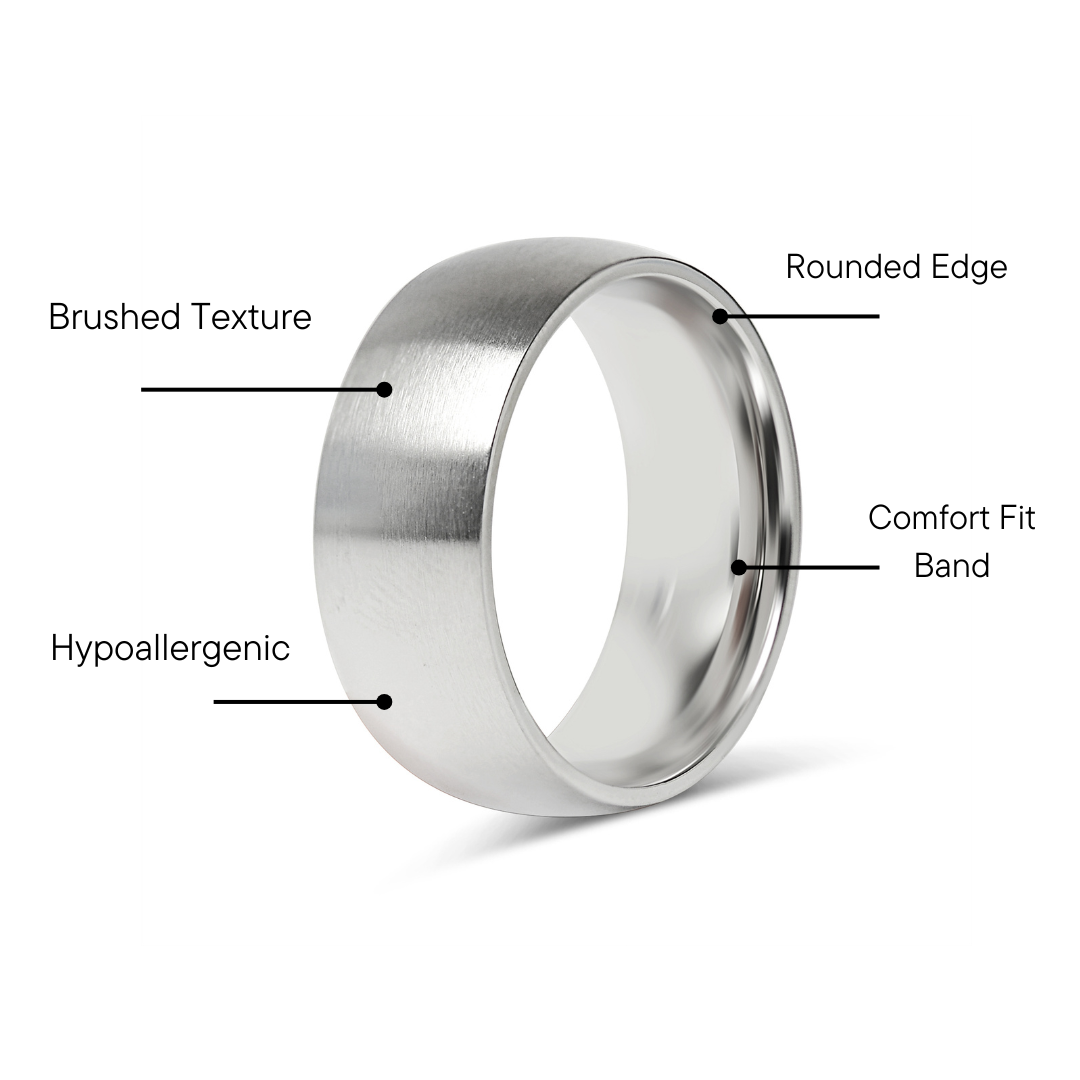 Stainless Steel Brushed Rounded Blank Ring / CFR2116