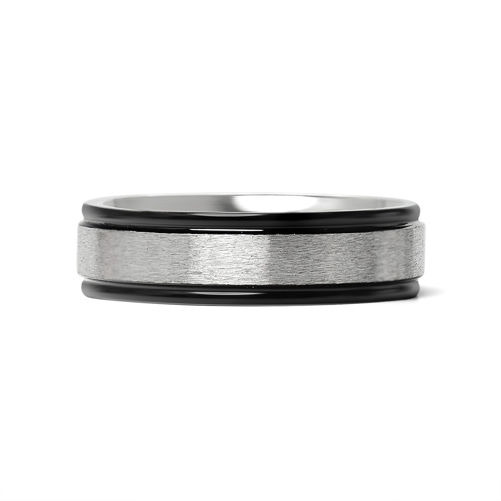 Stainless Steel Black Trim Brushed Center Blank Ring / CFR2929