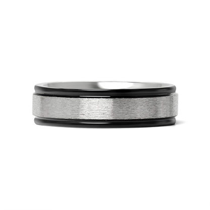 Stainless Steel Black Trim Brushed Center Blank Ring / CFR2929
