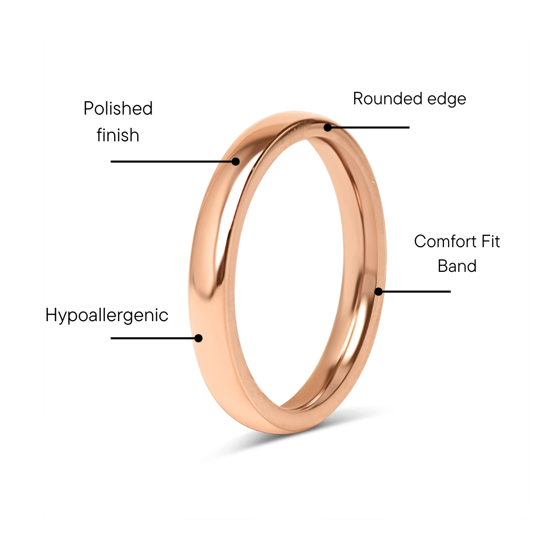 18K Rose Gold PVD Stainless Steel Rounded Blank Ring / CFR7008