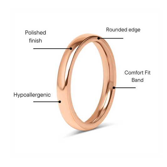 18K Rose Gold PVD Stainless Steel Rounded Blank Ring / CFR7008