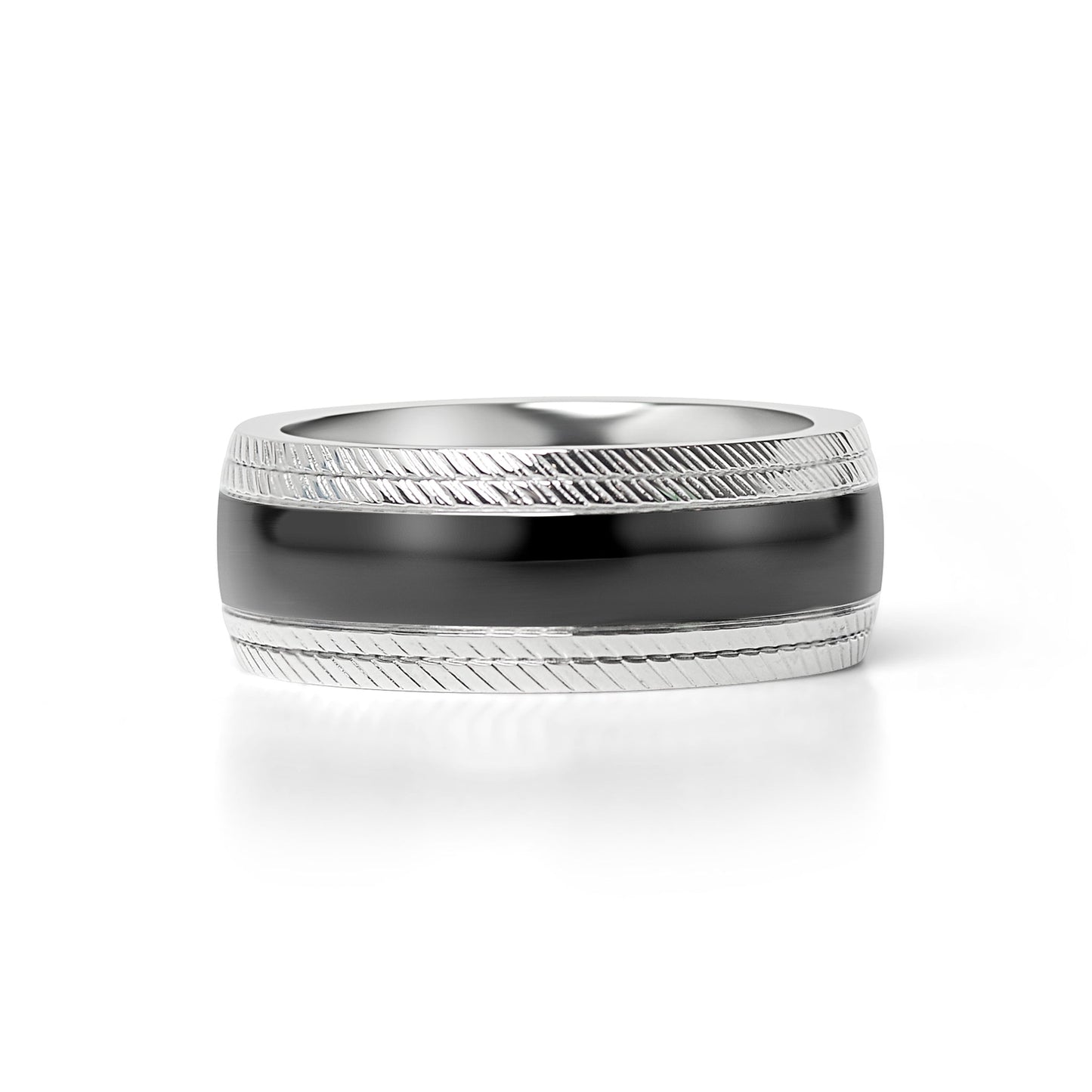 Black Center Stainless Steel Lined Pattern Edge Ring / CFR7013