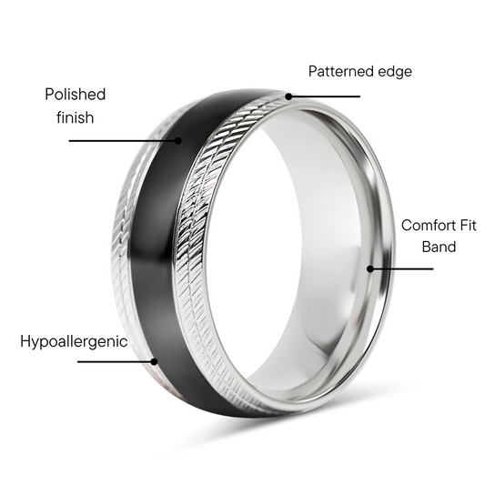 Black Center Stainless Steel Lined Pattern Edge Ring / CFR7013