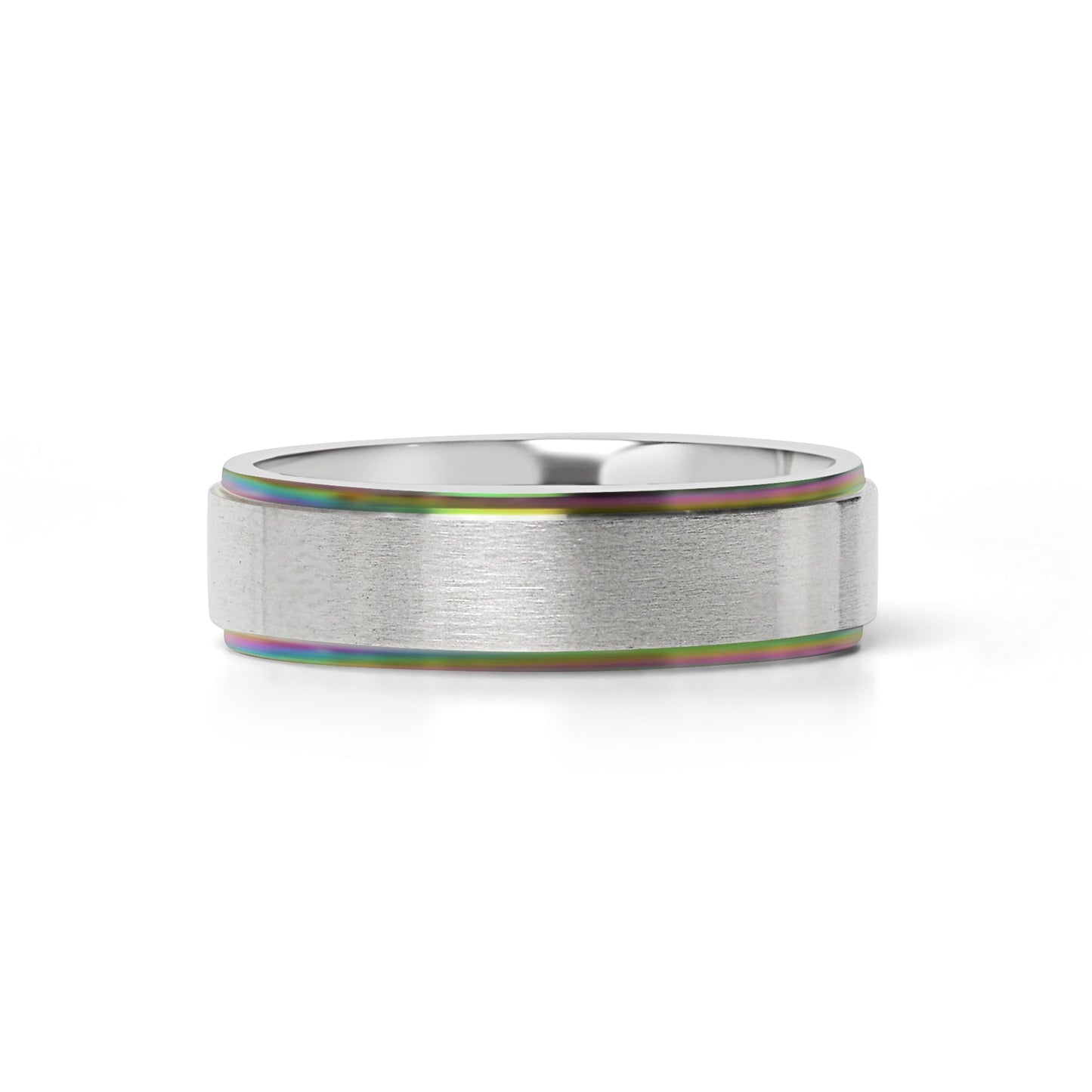 Stainless Steel Rainbow Edge Brushed Center Ring / CFR7014
