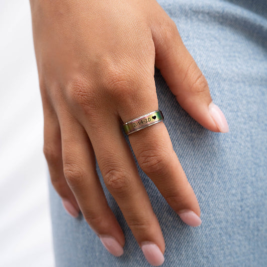 Stainless Steel Rainbow Center Polished Edge Ring / CFR7015