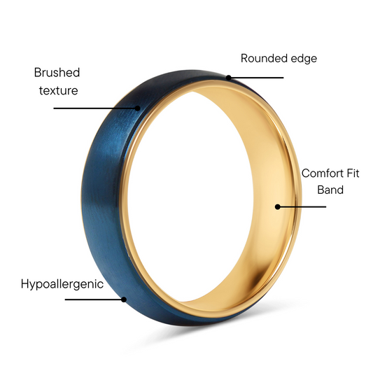 Blue Stainless Steel Gold PVD Coated Edge Ring / CFR7016