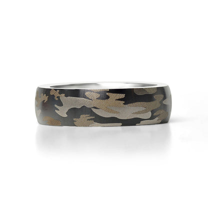 Stainless Steel Camouflage Blank Ring / CFR7017