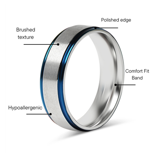 Stainless Steel Blue Trim With Brushed Center Ring / CFR7018