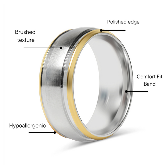 18K Gold PVD Stainless Steel Double Trim Brushed Center Ring / CFR7019
