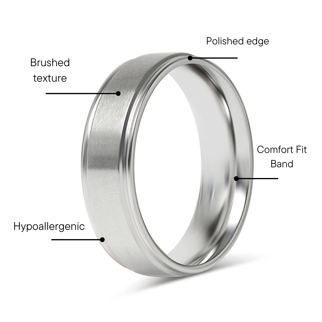 Stainless Steel Blank Ring Brushed Center Grooved Edge / CFR7020