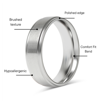Stainless Steel Blank Ring Brushed Center Grooved Edge / CFR7020