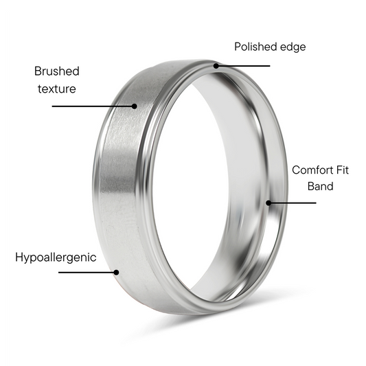 Stainless Steel Blank Ring Brushed Center Grooved Edge / CFR7020