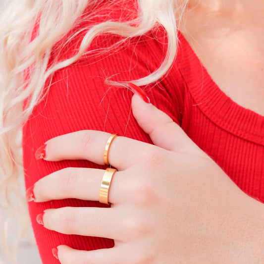 18K Gold PVD Stainless Steel Flat Blank Ring / CFR7025
