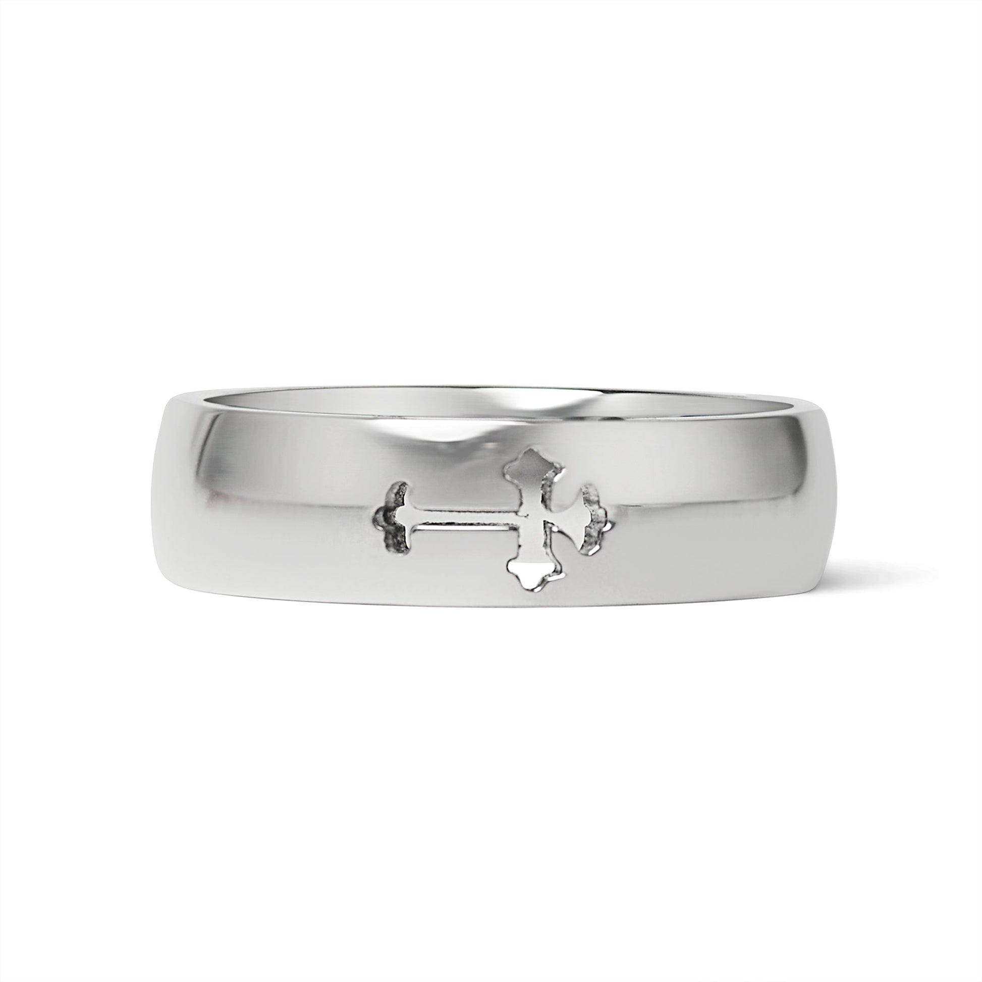 Stainless Steel Cross Cutout Polished Ring / CFR7022