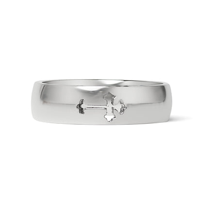 Stainless Steel Cross Cutout Polished Ring / CFR7022