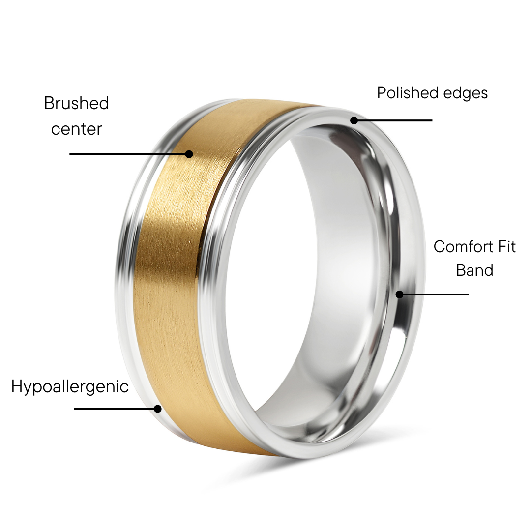 18K Gold PVD Center Stainless Steel Ring / CFR7027