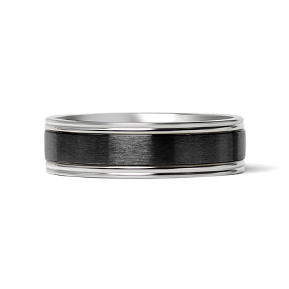 Stainless Steel Black Center Blank Ring / CFR7028