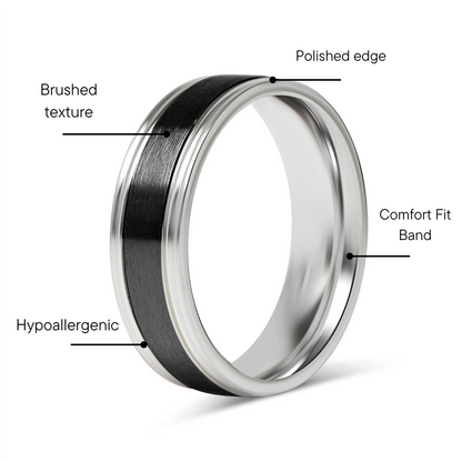 Stainless Steel Black Center Blank Ring / CFR7028