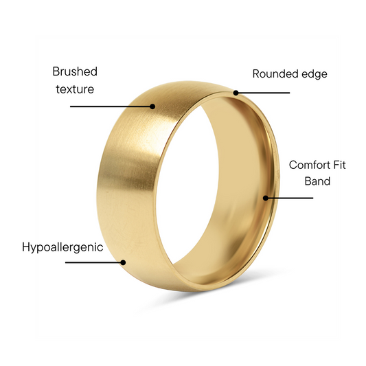 18K Gold PVD Stainless Steel Brushed Matte Blank Ring / CFR7030
