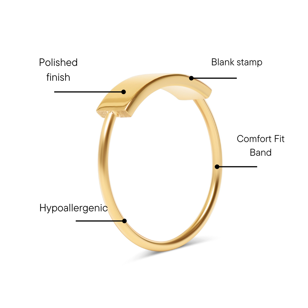18K Gold PVD Stainless Steel Blank Stamping Ring / CFR7036