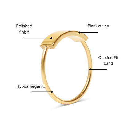 18K Gold PVD Stainless Steel Blank Stamping Ring / CFR7036