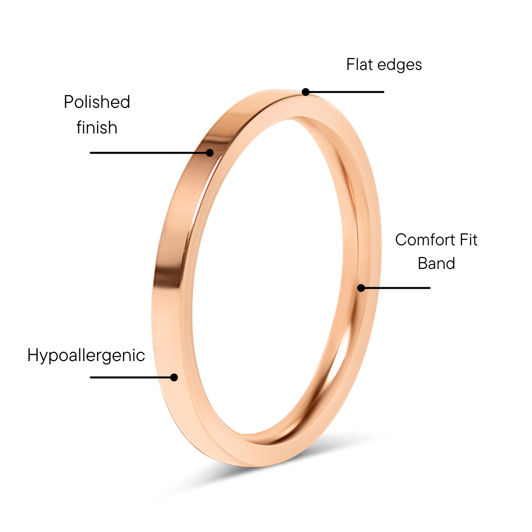 Rose Gold Stainless Steel Flat Edge Ring / CFR7024