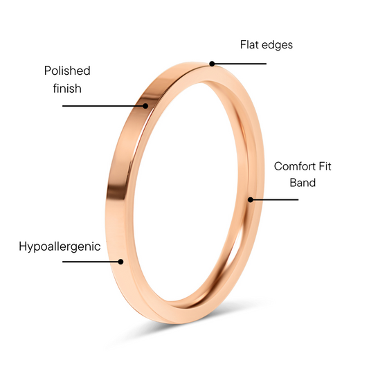Rose Gold Stainless Steel Flat Edge Ring / CFR7024