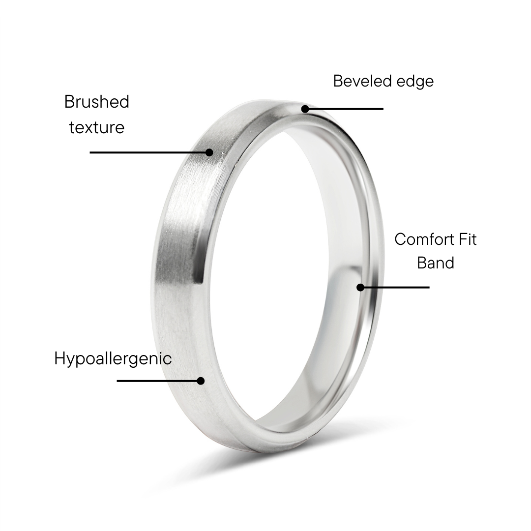 Stainless Steel Brushed Beveled Edge Blank Ring / CFR9003